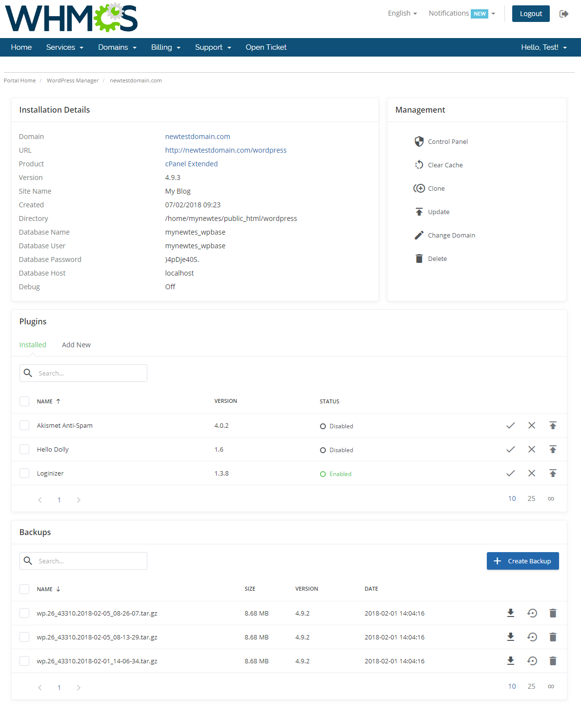 ModulesGarden WordPress Manager For WHMCS - Client Area ModulesGarden WordPress Manager For WHMCS - Client Area