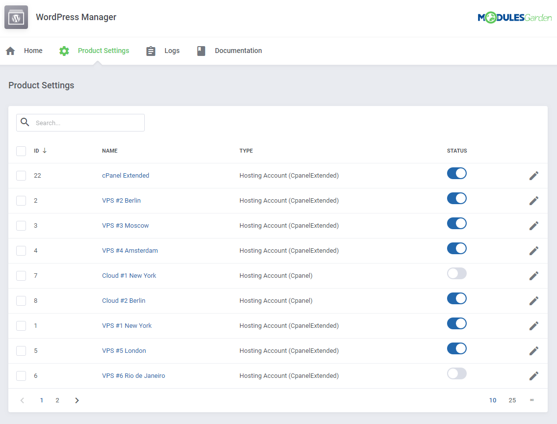 ModulesGarden WordPress Manager For WHMCS - Admin Area ModulesGarden WordPress Manager For WHMCS - Admin Area