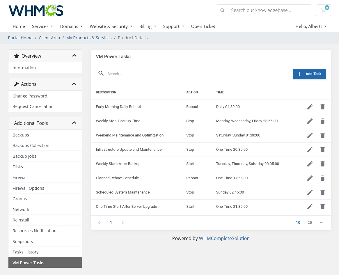 ModulesGarden Proxmox VE VPS For WHMCS 3.7.0 - VM Power Tasks List