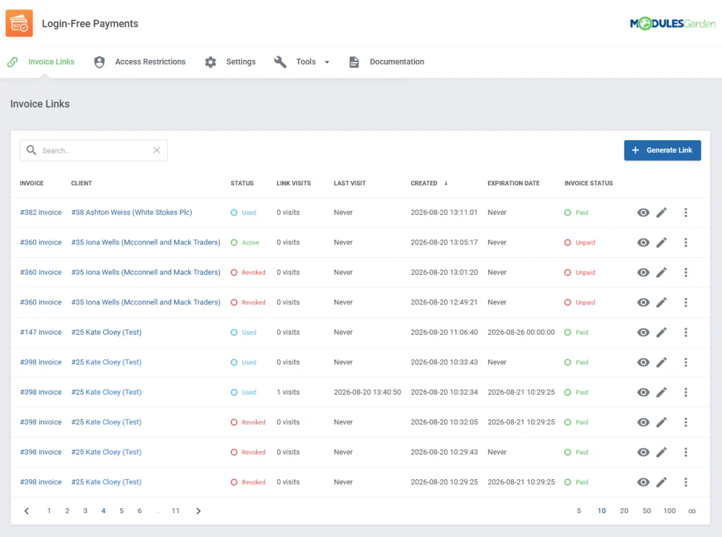 Secure payment link and QR code generator in Login-Free Payments For WHMCS module