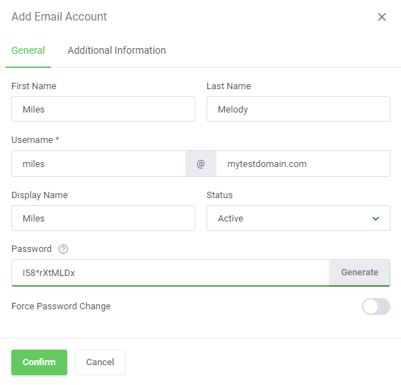 Zimbra Email For WHMCS: client area Email Accounts Management list with the Add Mailbox button