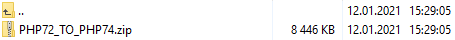 R1Soft Backups For WHMCS: downloaded archive listing a single package for PHP 7.2 to PHP 7.4
