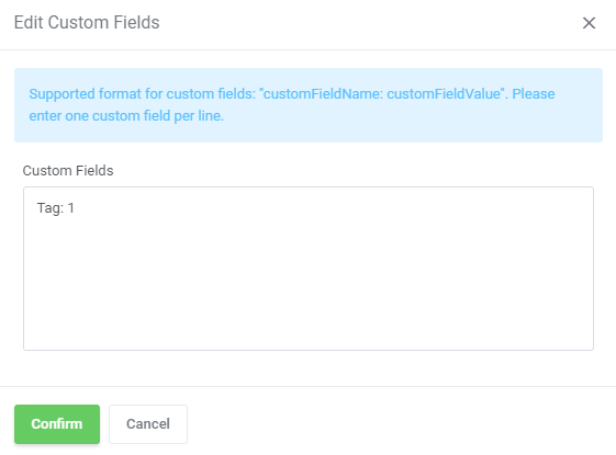 Proxmox VE Cloud VPS For WHMCS: Edit Custom Fields dialog with a Tag custom field entered for an IP address
