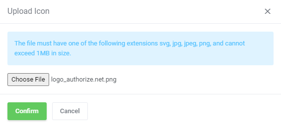 Lagom One Step Order Form For WHMCS 1.2.X: Upload Icon window with Choose File button and allowed file types