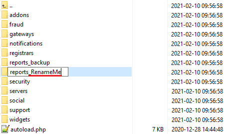 Polska Wersja Jezykowa WHMCS: modules folder with the translated reports folder named reports_RenameMe