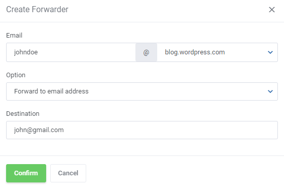 CPanel Extended For WHMCS: Create Forwarder modal with email, forward option and destination fields