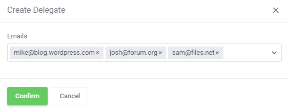 CPanel Extended For WHMCS: Create Delegate modal with several email addresses chosen for a mailing list