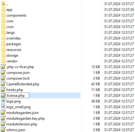 CPanel Extended For WHMCS: file manager with licenseRENAME.php being renamed to license.php