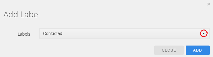 CRM For WHMCS: Add Label window on the Board page with the Labels drop-down list and the Add button