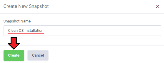 DigitalOcean Droplets For WHMCS: Create New Snapshot dialog with a snapshot name and the Create button