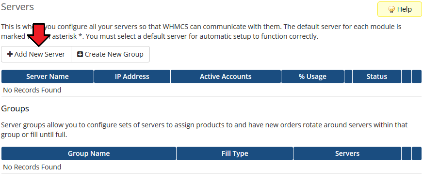 DigitalOcean Droplets For WHMCS: WHMCS admin Servers page with the Add New Server button