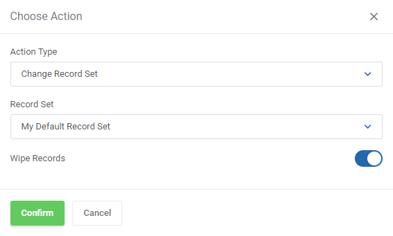 DNS Manager For WHMCS: Bulk Management Change Record Set action with a record set selector and Wipe Records enabled