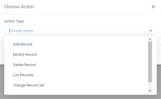 DNS Manager For WHMCS: Choose Action dialog in Bulk Management with the action type list opened