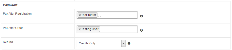 Domains Reseller 1 X For WHMCS: Payment settings with the Pay After Registration, Pay After Order and Refund options