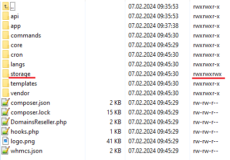 Domains Reseller For WHMCS: FTP file manager with the storage folder set to rwxrwxrwx recursive write permissions