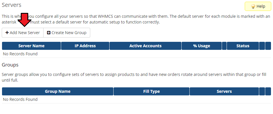 EasyDCIM Colocation V1.X For WHMCS: WHMCS Servers page with the Add New Server button