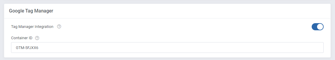 Google Analytics For WHMCS: module Google Tag Manager section with Tag Manager Integration enabled and a GTM Container