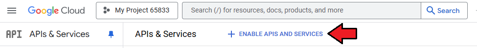 Google Workspace For WHMCS: Google Cloud APIs and Services page with the Enable APIs and Services button
