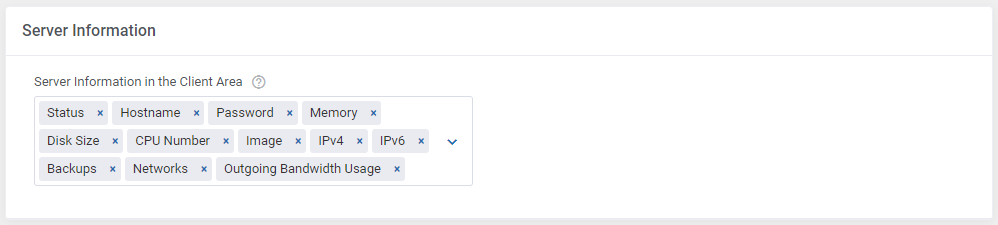 Hetzner Cloud Servers For WHMCS: Server Information section with fields shown in the client area