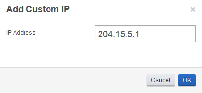 IP Manager 2.5.X For WHMCS: Add Custom IP dialog with an IP address entered and the OK button