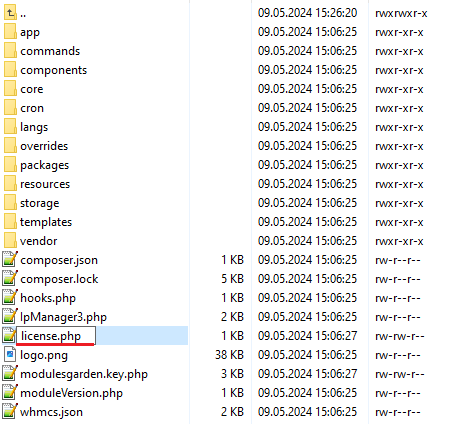 IP Manager For WHMCS: file manager with license.php renamed from licenseRENAME.php in the IpManager3 folder