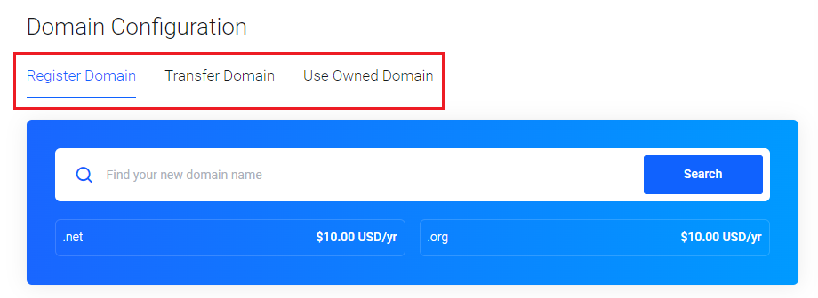 Lagom One Step Order Form For WHMCS 1.2.X: Domain Configuration tabs for logged in users with default WHMCS elements