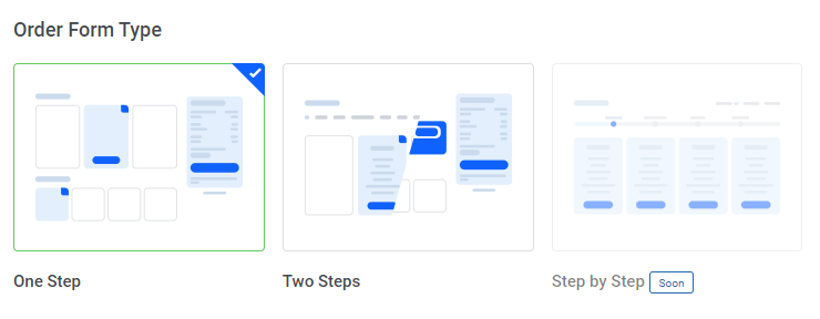 Lagom One Step Order Form For WHMCS 1.2.X: Order Form Type options One Step, Two Steps and Step by Step