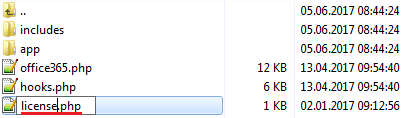 Office 365 1.0.0 For WHMCS: renaming licenseRENAME.php to license.php in the module files list