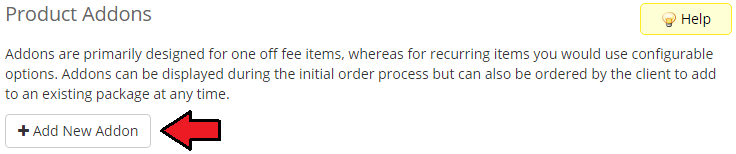 Office 365 1.0.0 For WHMCS: WHMCS Product Addons page with the Add New Addon button