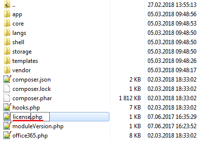 Office 365 For WHMCS: Renaming licenseRENAME.php to license.php in the modules/servers/office365 folder