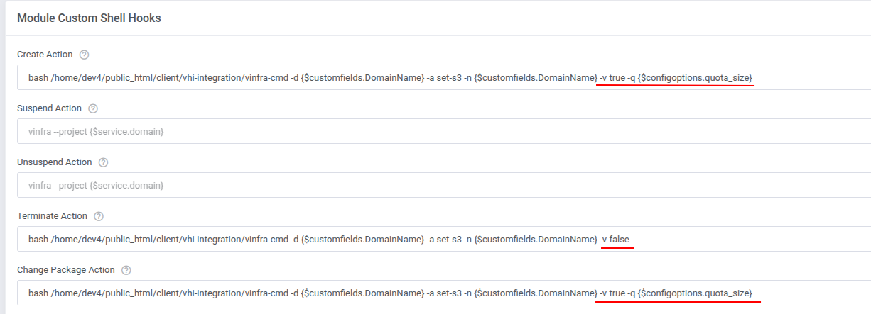 OpenStack Projects For WHMCS: Module Custom Shell Hooks with set-s3 commands for create, terminate and change package