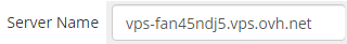 OVHcloud VPS And Dedicated Servers For WHMCS: Server Name field filled with the OVH VPS hostname