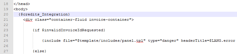 Payment Gateway Charges 1.X For WHMCS: the viewinvoice.tpl template file with the credits_Integration code at the top