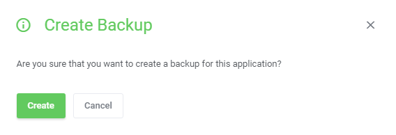 Plesk Extended For WHMCS: Applications tab with an arrow pointing to the backup button next to the installed WordPress