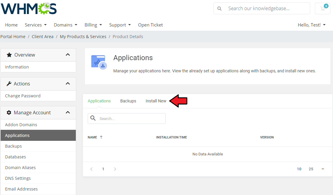 Plesk Extended For WHMCS: Create Domain dialog with domain, hosting type and document root fields