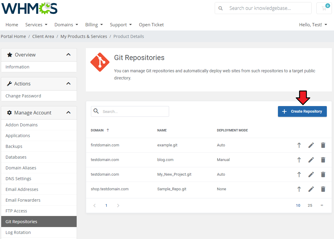 Plesk Extended For WHMCS: Create Account dialog for FTP with name, password, directory and quota fields