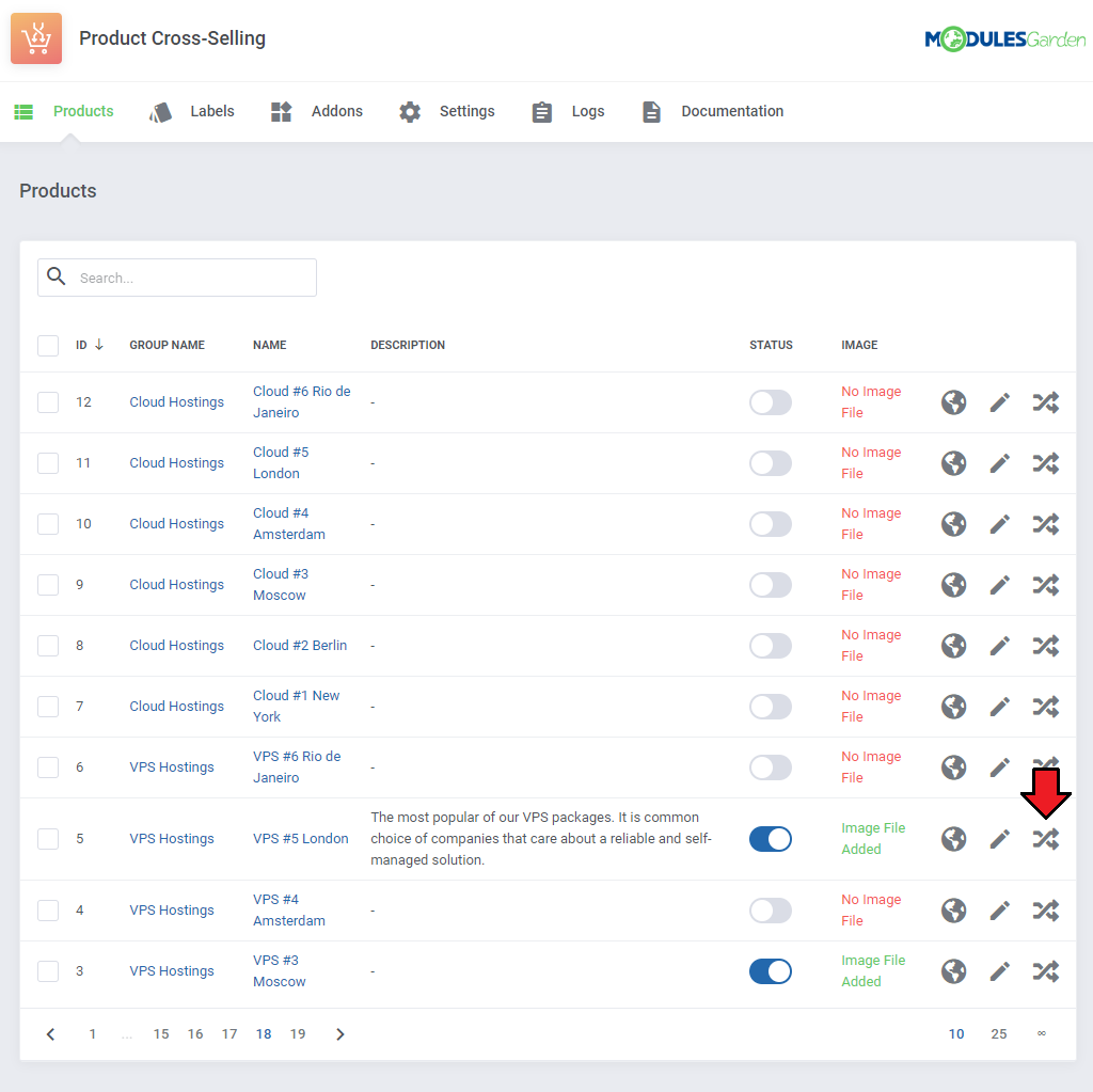Product Cross-Selling For WHMCS: Cross-Selling Details page with the Add Related Item button