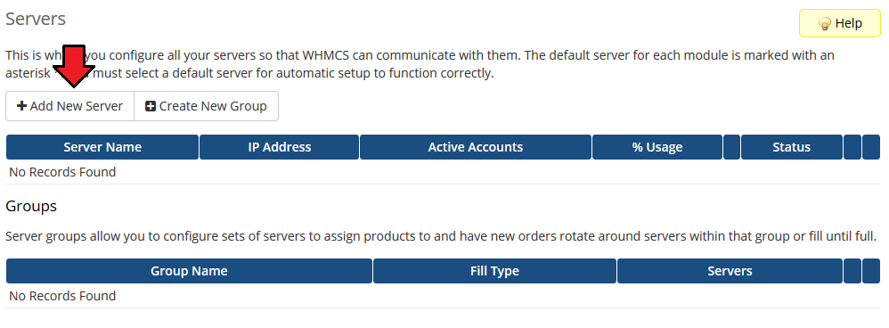 Proxmox VE Cloud VPS For WHMCS: the WHMCS Servers page with the Add New Server button highlighted