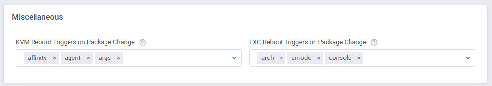 Proxmox VE VPS And Cloud For WHMCS: Miscellaneous settings with KVM and LXC reboot triggers on package change