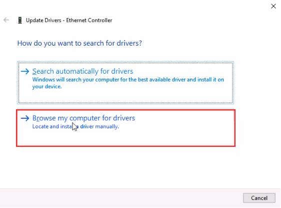 Proxmox VE VPS And Cloud For WHMCS: Update Drivers window with the Browse my computer for drivers option highlighted