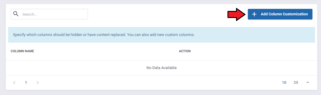 Report Generator For WHMCS: column customization section with an arrow pointing to the Add Column Customization button