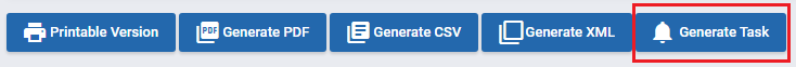 Report Generator For WHMCS: report buttons with the Generate Task button highlighted for scheduled reports