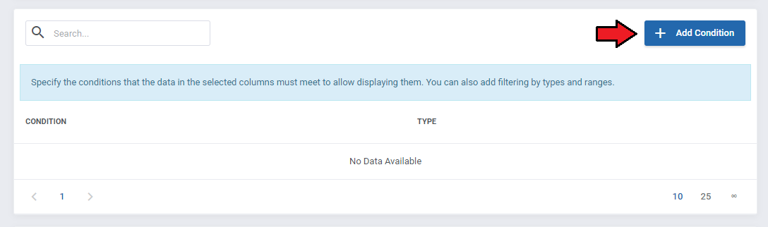 Report Generator For WHMCS: Conditions table with no data and the Add Condition button in the report creator