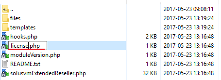 SolusVM Extended Reseller For WHMCS: file manager with licenseRENAME.php being renamed to license.php