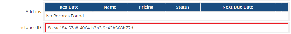 Vultr VPS For WHMCS: WHMCS admin product page with the Instance ID field highlighted for importing an existing instance
