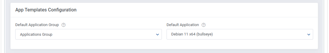 Vultr VPS For WHMCS: App Templates Configuration section with default application group and application