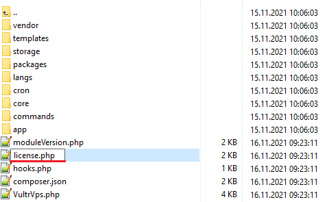 Vultr VPS For WHMCS: module files with license.php file to be renamed from licenseRENAME.php