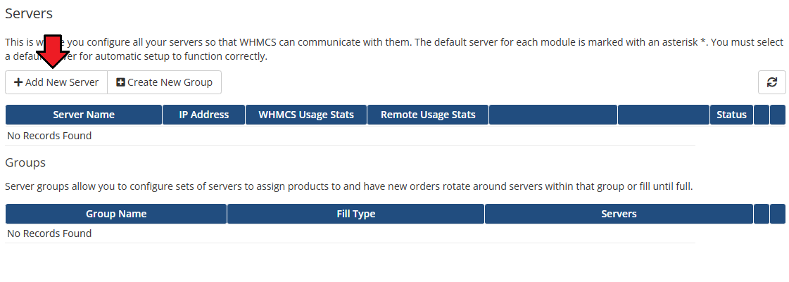 Vultr VPS For WHMCS: WHMCS Servers page with the Add New Server button
