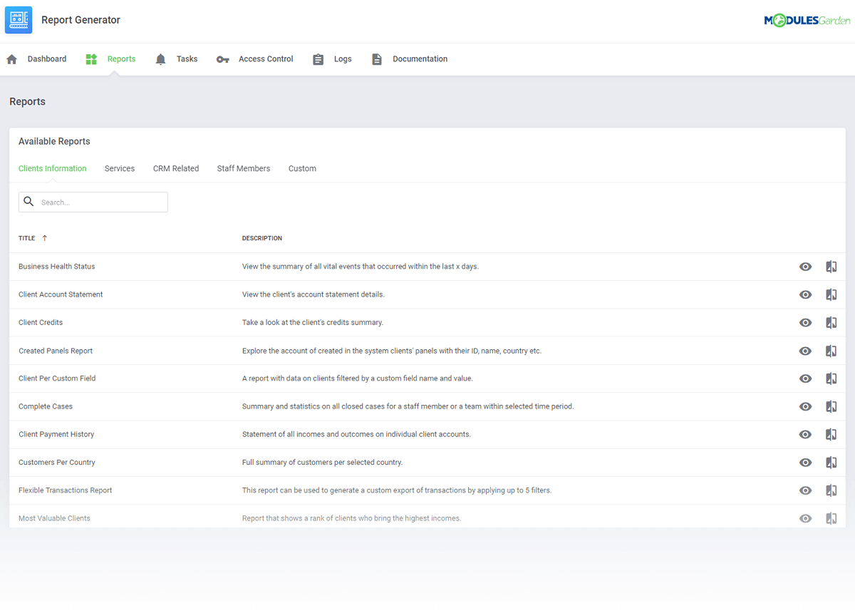 Report Generator For WHMCS 1: Accounting - WHMCS Module Bundle