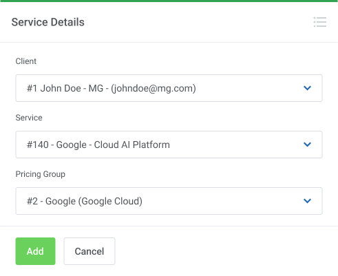 Services Details - Google Cloud Billing For WHMCS by ModulesGarden